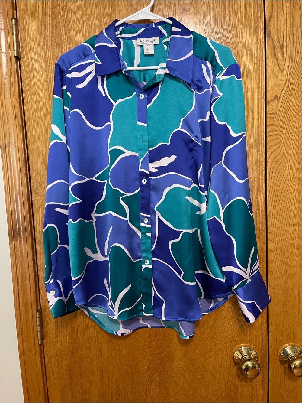 Rachel Zoe Blue & Teal Abstract Floral Button-Down Shirt